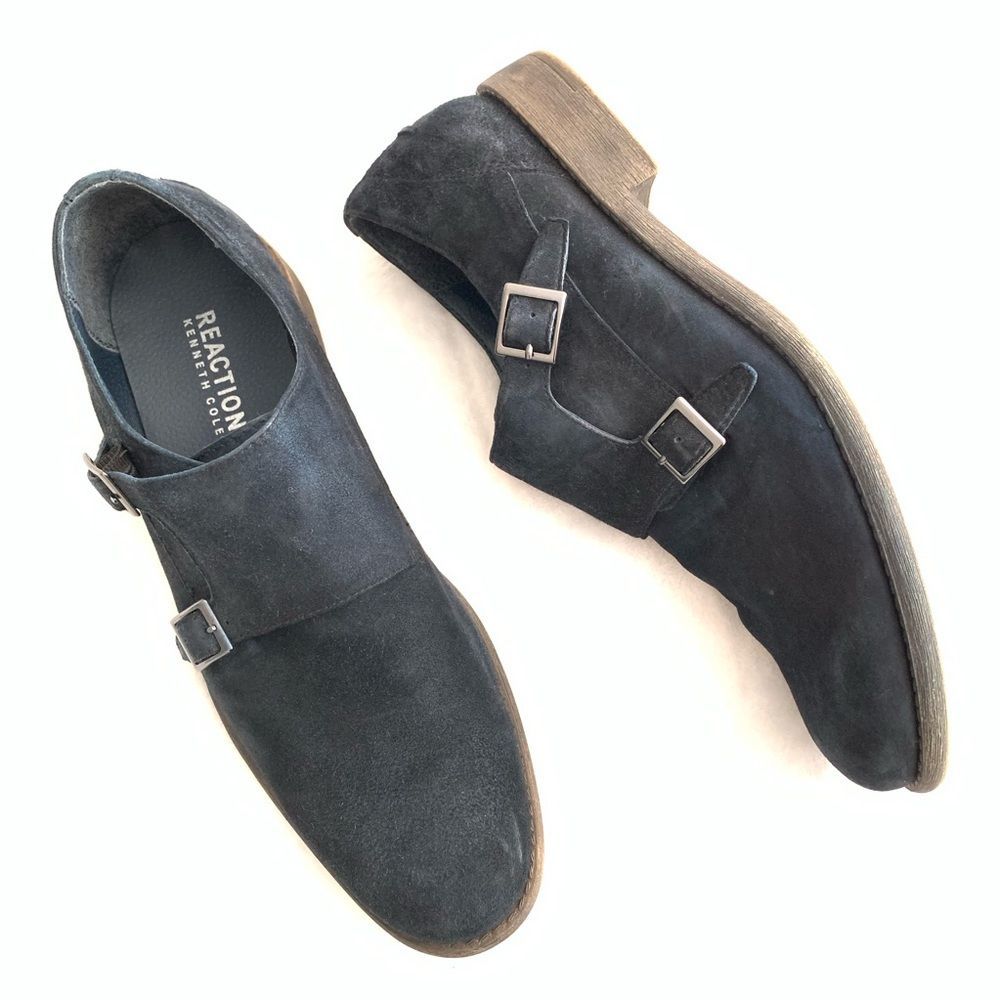 KENNETH COLE REACTION Navy Suede Buckle Loafers 11